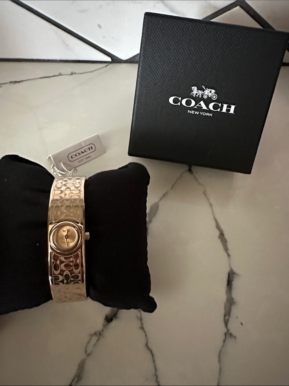 COACH Gold-Tone Signature C Bangle Watch